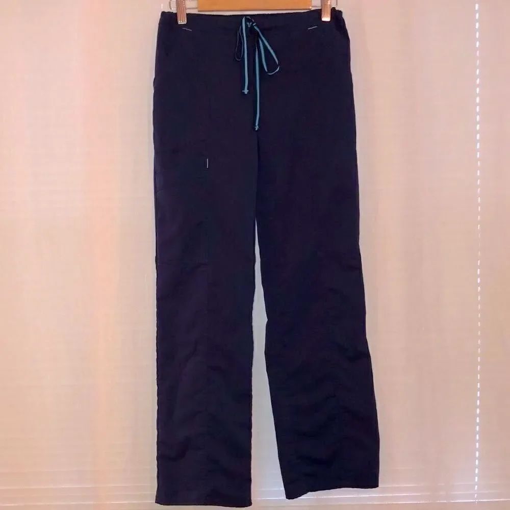 Scrubstar XS EUC Navy w/teal details drawstring scrub pants